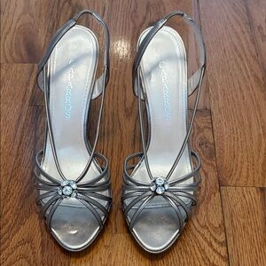 Caparros Metallic Slingback Heels with Crystal Accent.  Size 9